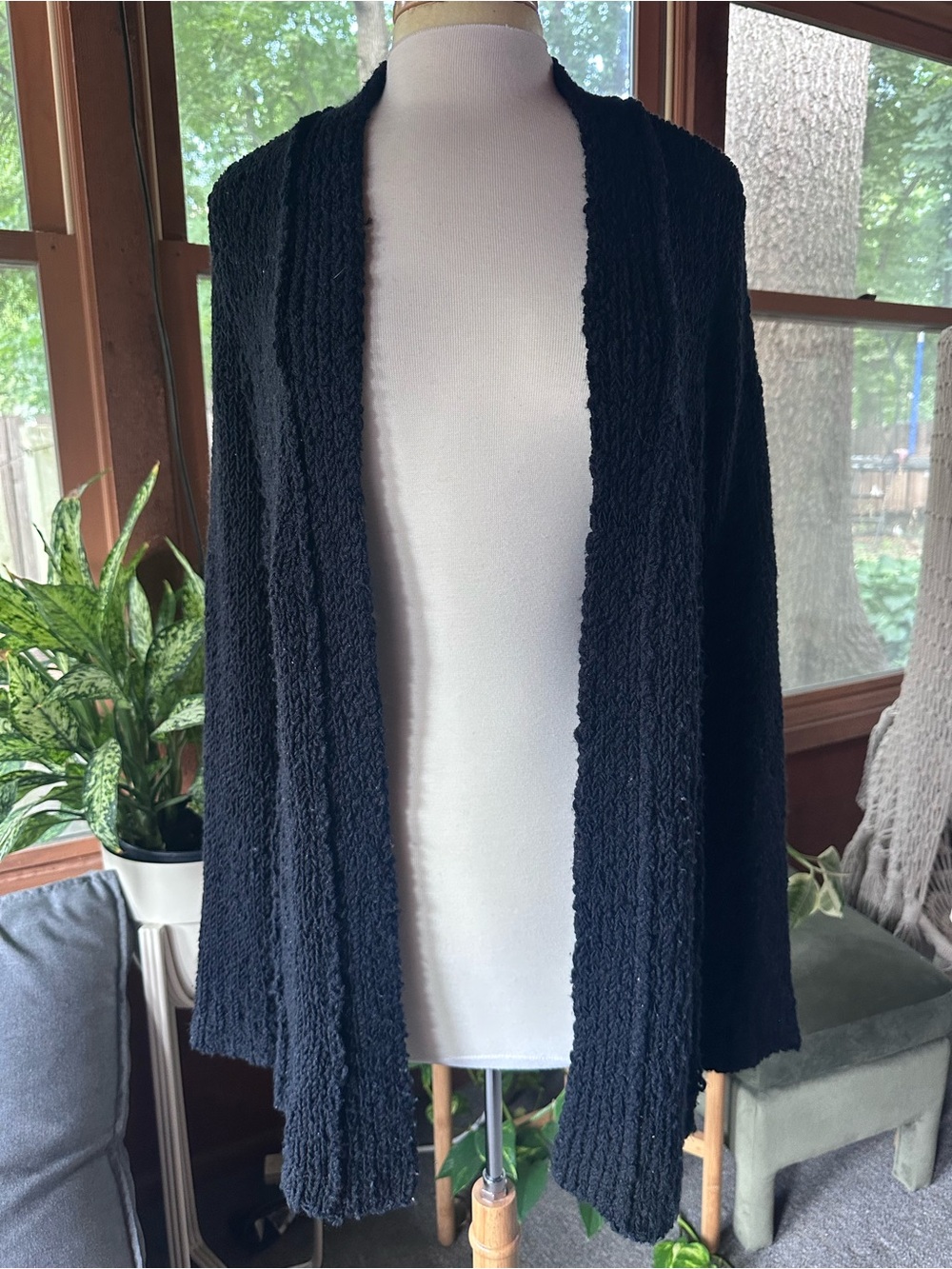 Tommy Bahama Black Open-Front Women's Sweater Cardigan